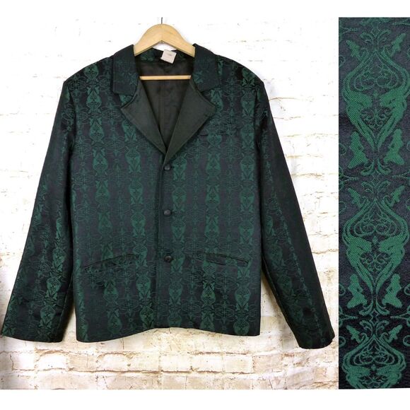 Lip Service Jackets & Blazers - Y2K Lip Service Blacklist Jacket Men XL Black Green Brocade Jacquard Goth Rock